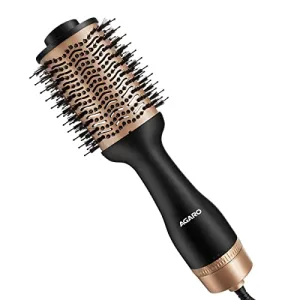 AGARO HV2179 1200 Watts Professional Volumizer Hair Dryer, 24K Gold Styling Surface, Activated Charcoal Bristles, Ceramic Tourmaline Coating Brush Head, One Step Styler, Hot Air Blow Brush for Women