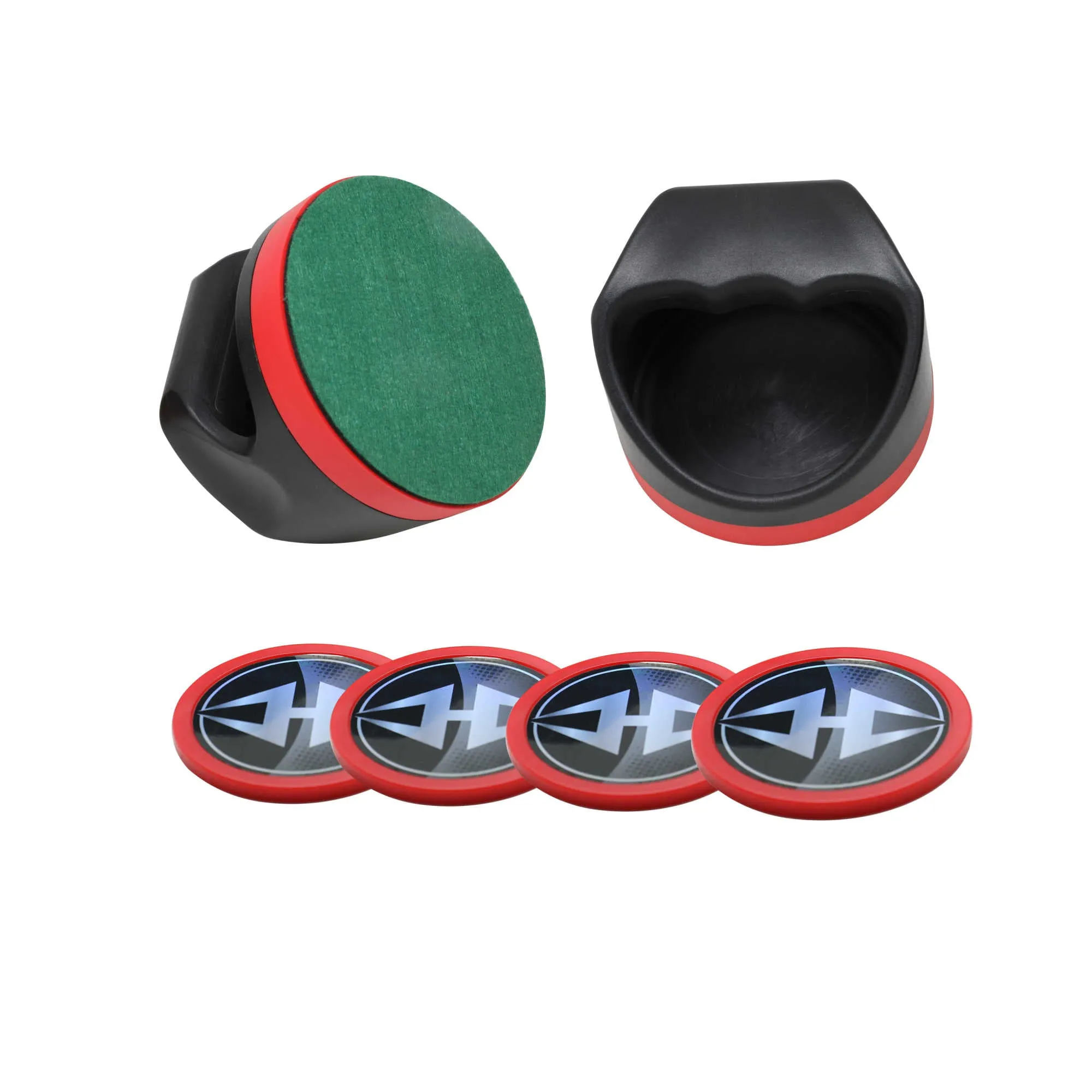 Air Hockey 4-in Strikers and Four 3-in Pucks - Black and Red