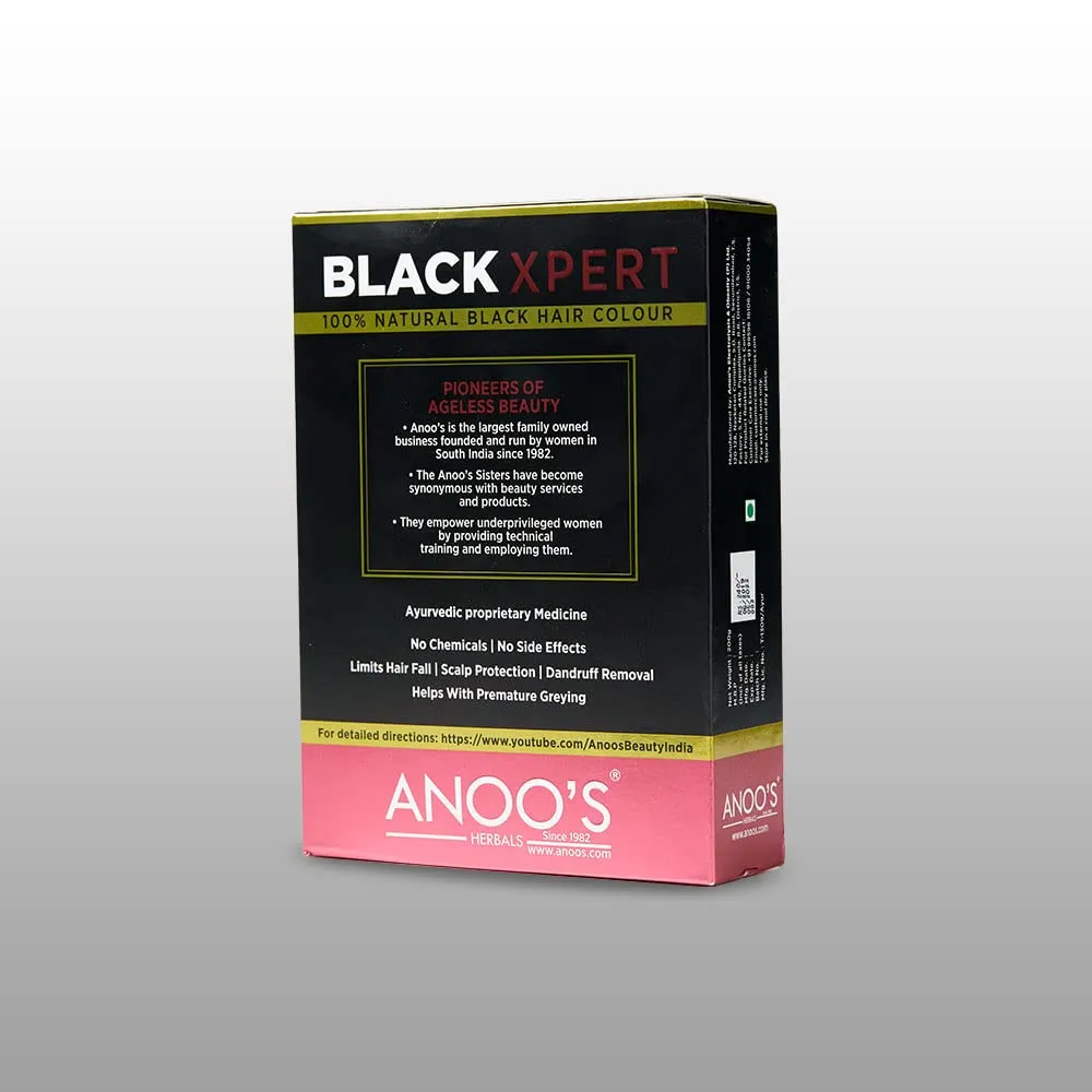 Anoo's Black Xpert 100% Black Hair Color (HENNA   INDIGO) -No Chemicals No Side Effects - Ayurvedic Propretary Medicine- Helps With Premature Greying