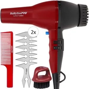 BaBylissPRO 2000 Watt Super Turbo AC Motor Hair Dryer   Neck Brush Red   Clipper Comb