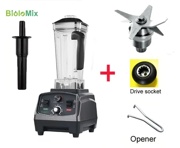 BioloMix 3HP 2200W Heavy Duty Commercial Grade Timer Blender Mixer Juicer Fruit Food Processor Ice Smoothies BPA Free 2L Jar