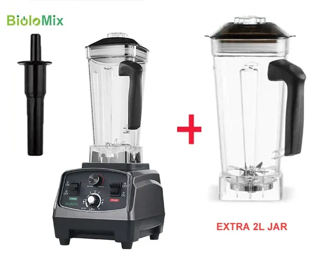 BioloMix 3HP 2200W Heavy Duty Commercial Grade Timer Blender Mixer Juicer Fruit Food Processor Ice Smoothies BPA Free 2L Jar