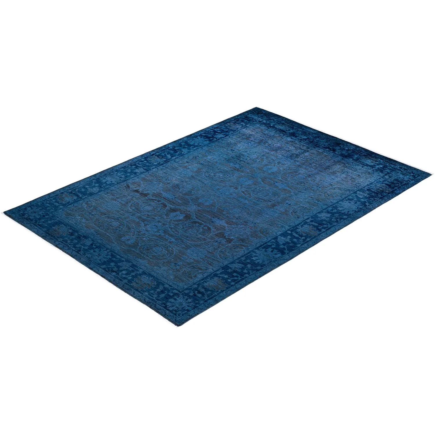 Blue Overdyed Wool Rug - 6' x 8'8"