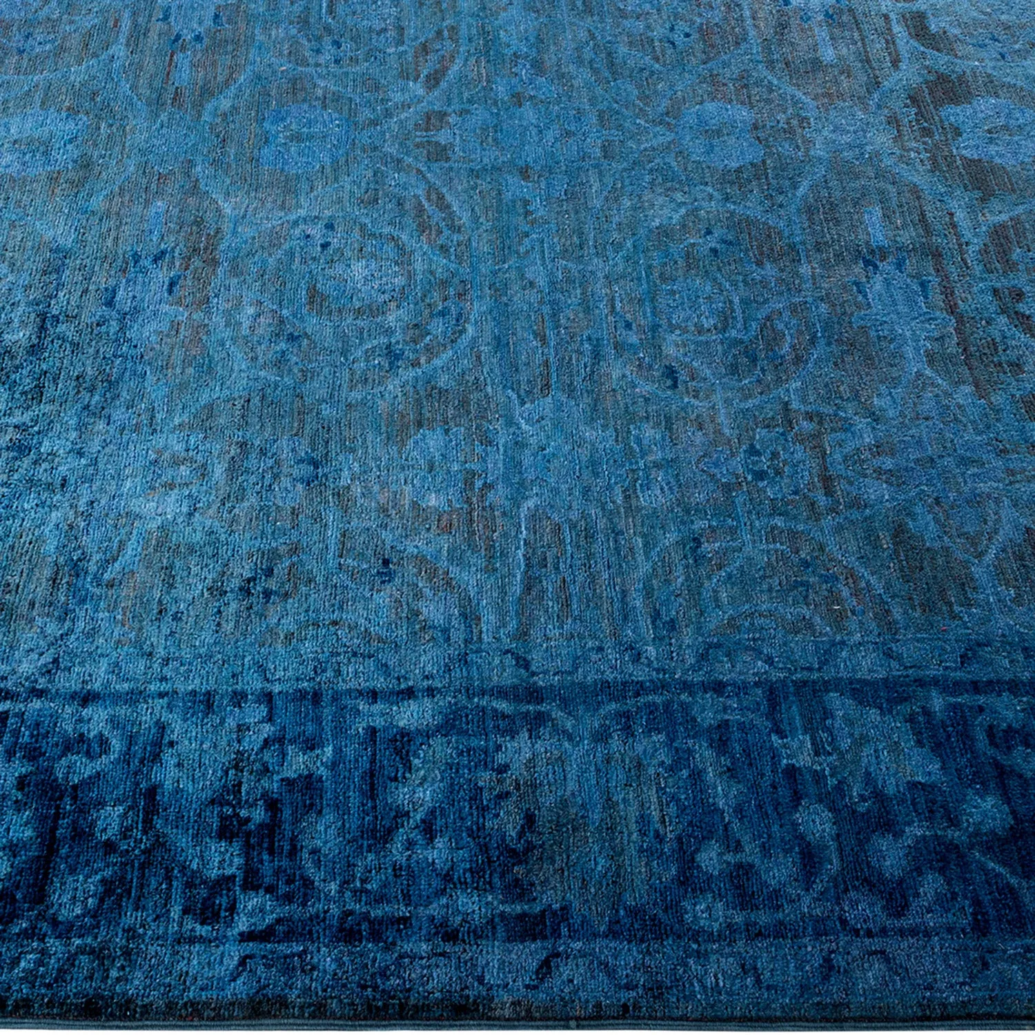 Blue Overdyed Wool Rug - 6' x 8'8"