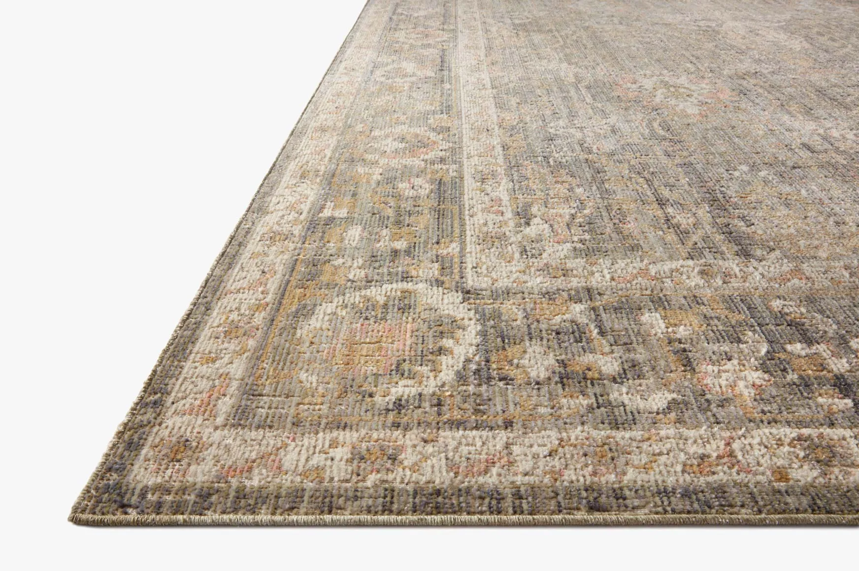 Chris Loves Julia x Loloi - Rosemarie Collection - Traditional Power Loomed Rug in Sage & Blush (ROE-01)