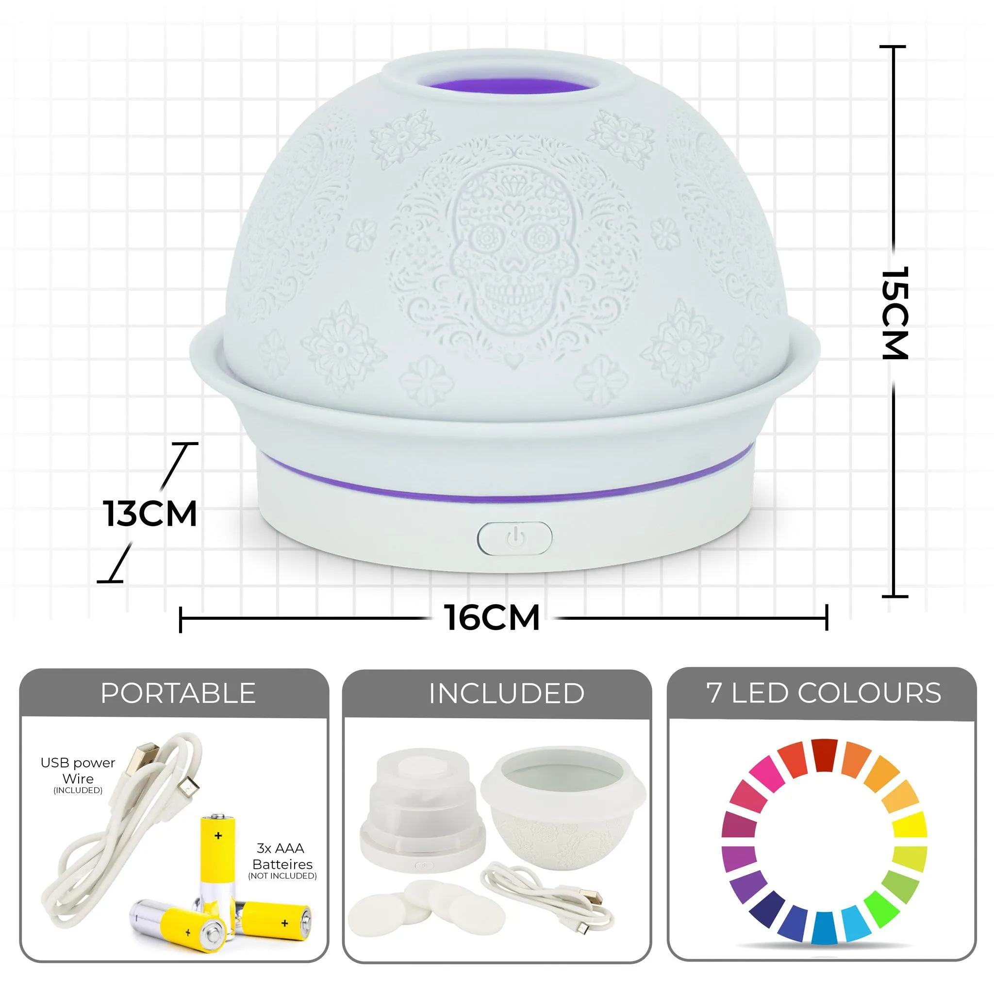 Desire Colour Changing Oil Diffuser Humidifier - Skull