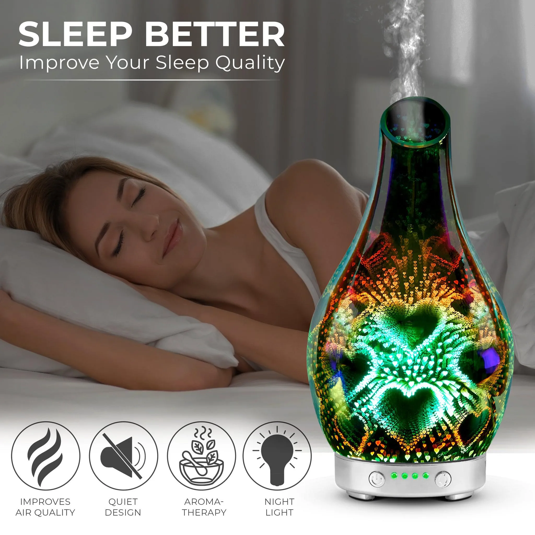 Desire Heart Colour Changing Oil Diffuser Aroma Humidifier