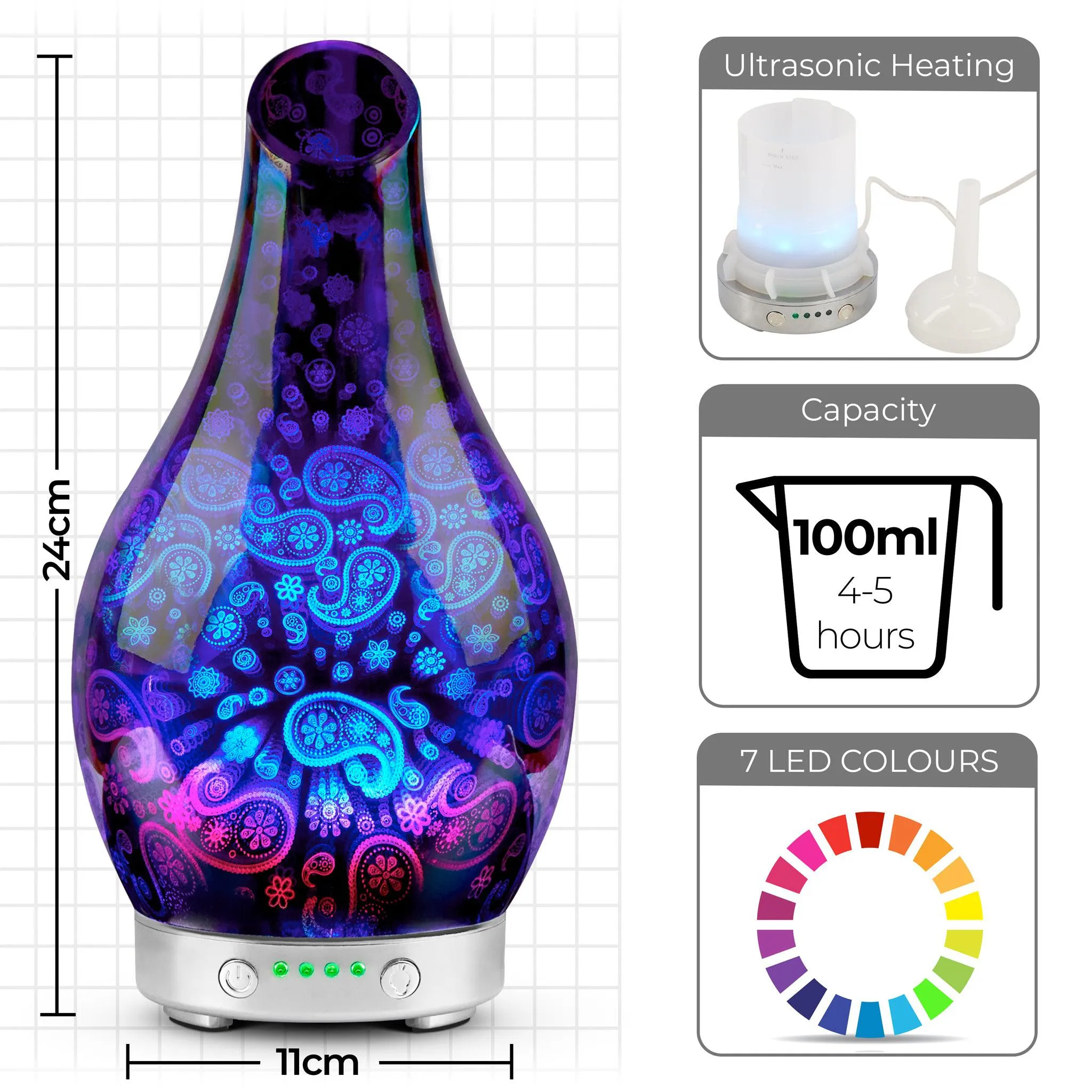 Desire Paisley Colour Changing Oil Diffuser Aroma Humidifier