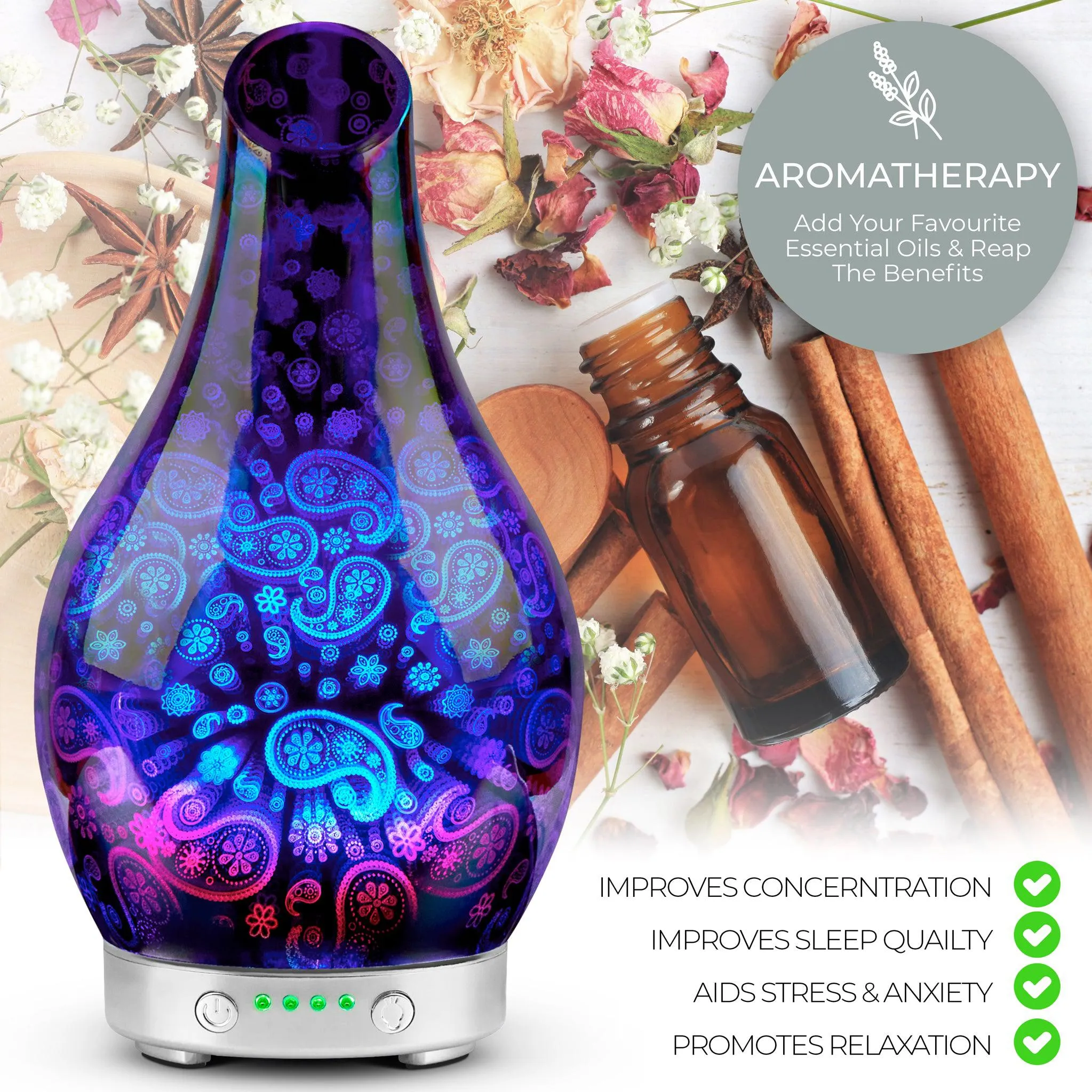 Desire Paisley Colour Changing Oil Diffuser Aroma Humidifier