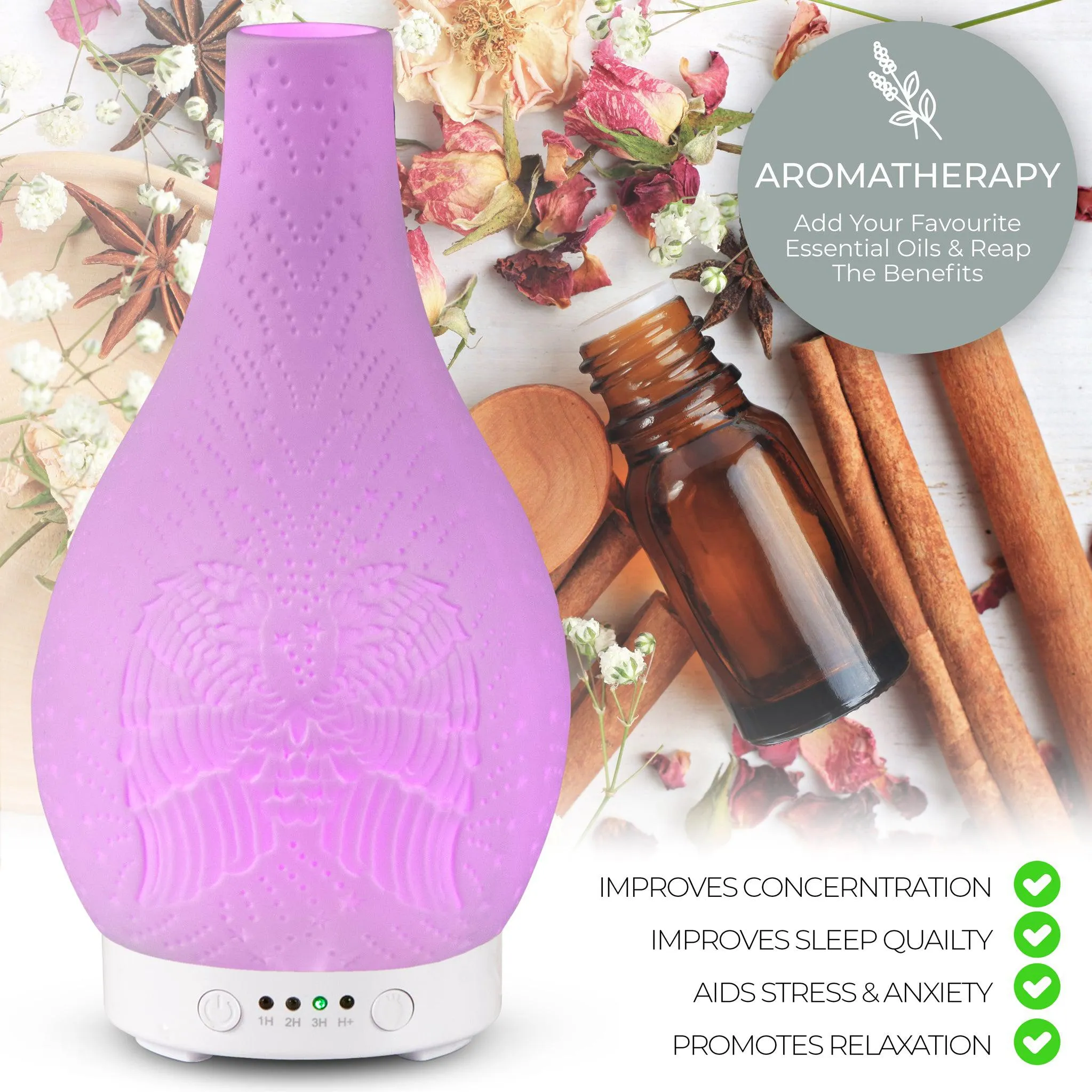 Desire White Angel Wings Colour Changing Oil Diffuser Aroma Humidifier