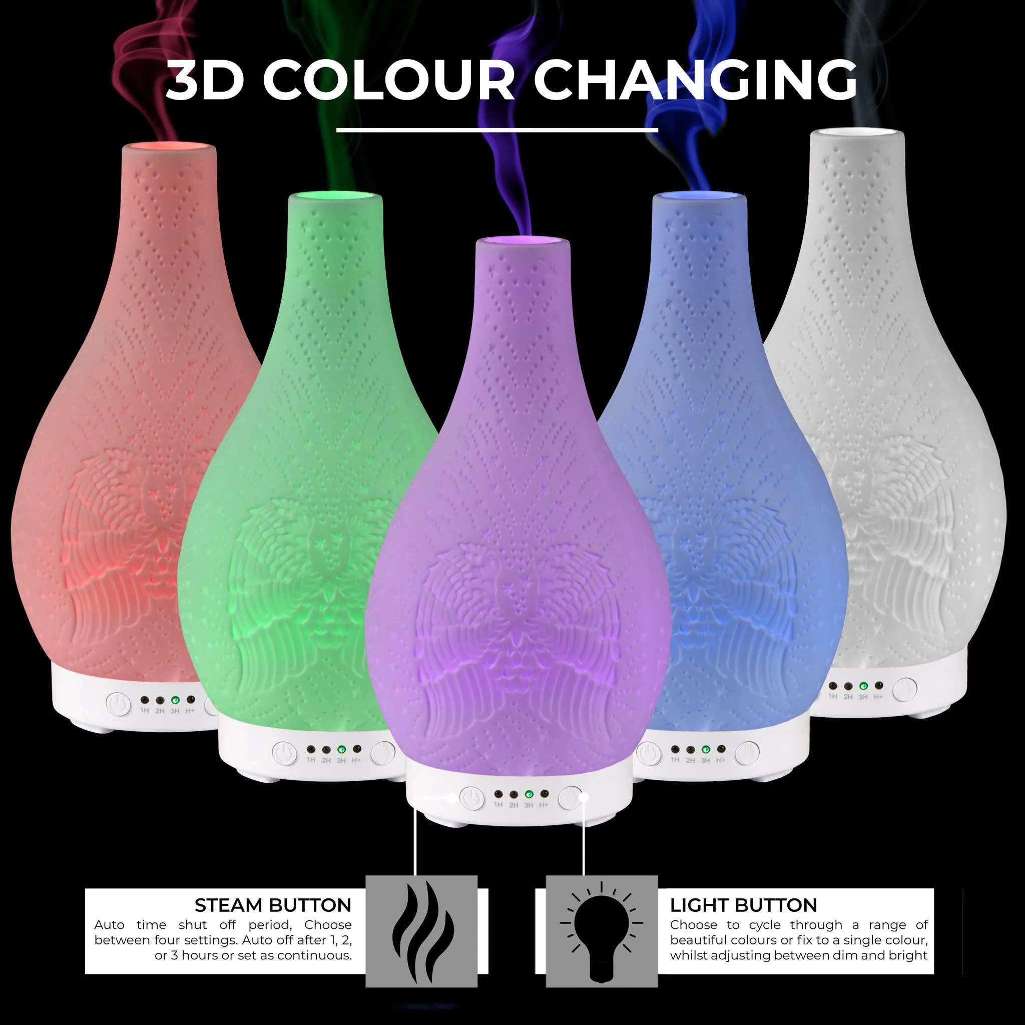 Desire White Angel Wings Colour Changing Oil Diffuser Aroma Humidifier