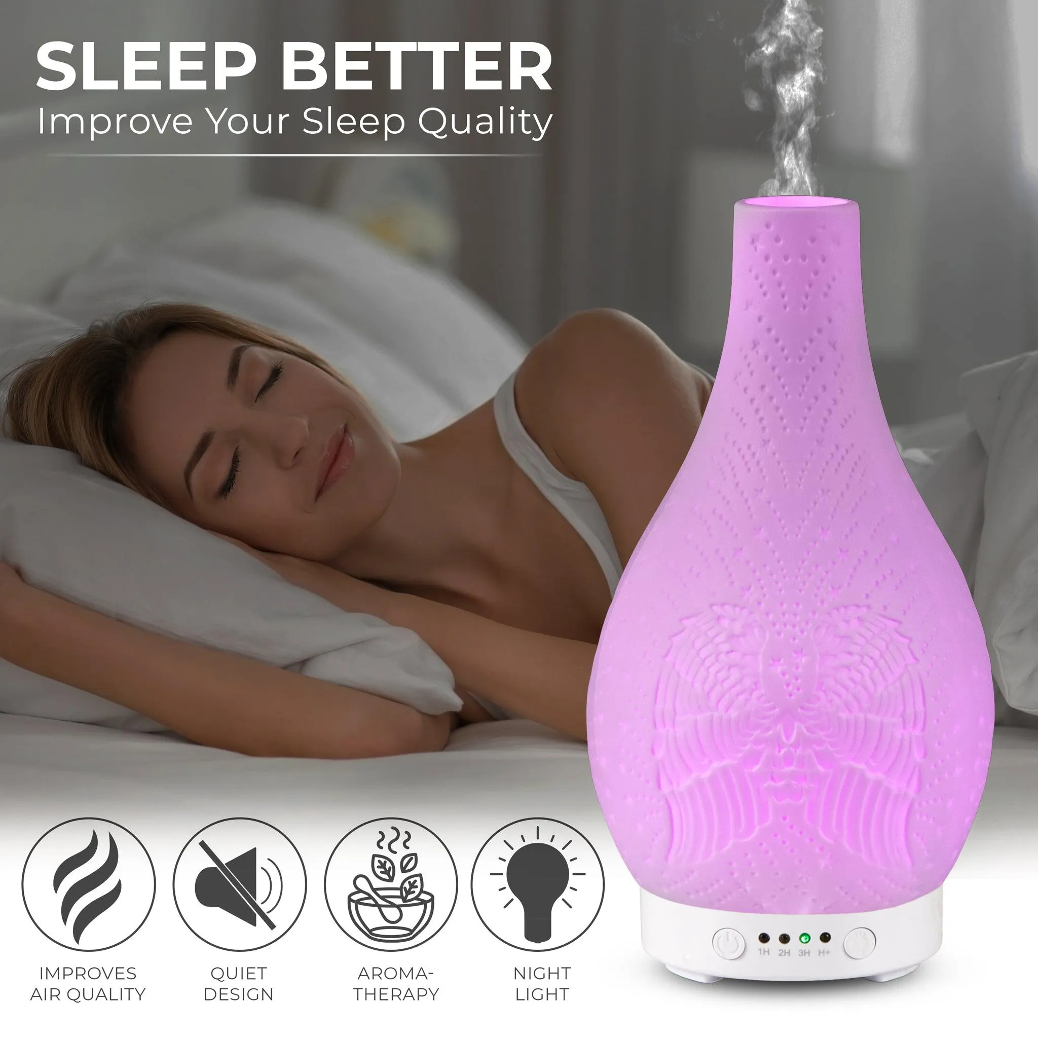 Desire White Angel Wings Colour Changing Oil Diffuser Aroma Humidifier