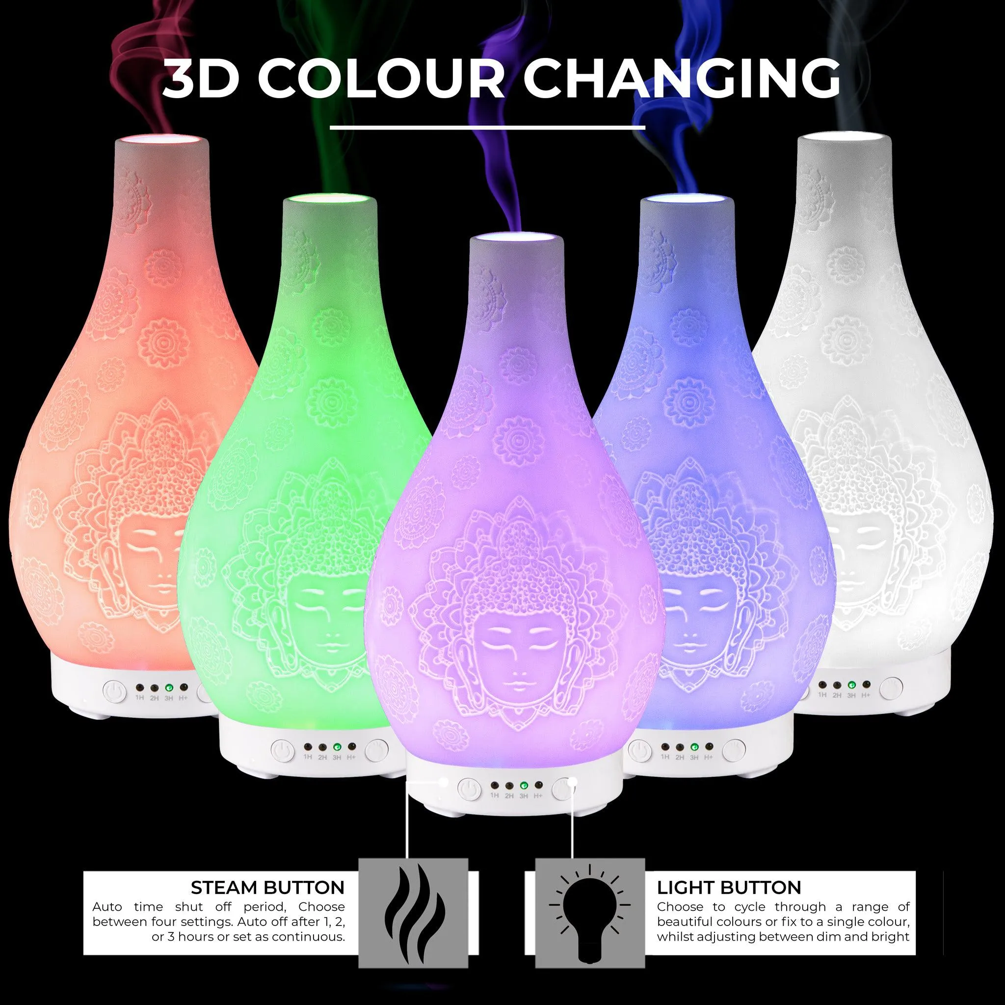 Desire White Buddha Colour Changing Oil Diffuser Aroma Humidifier Lamp