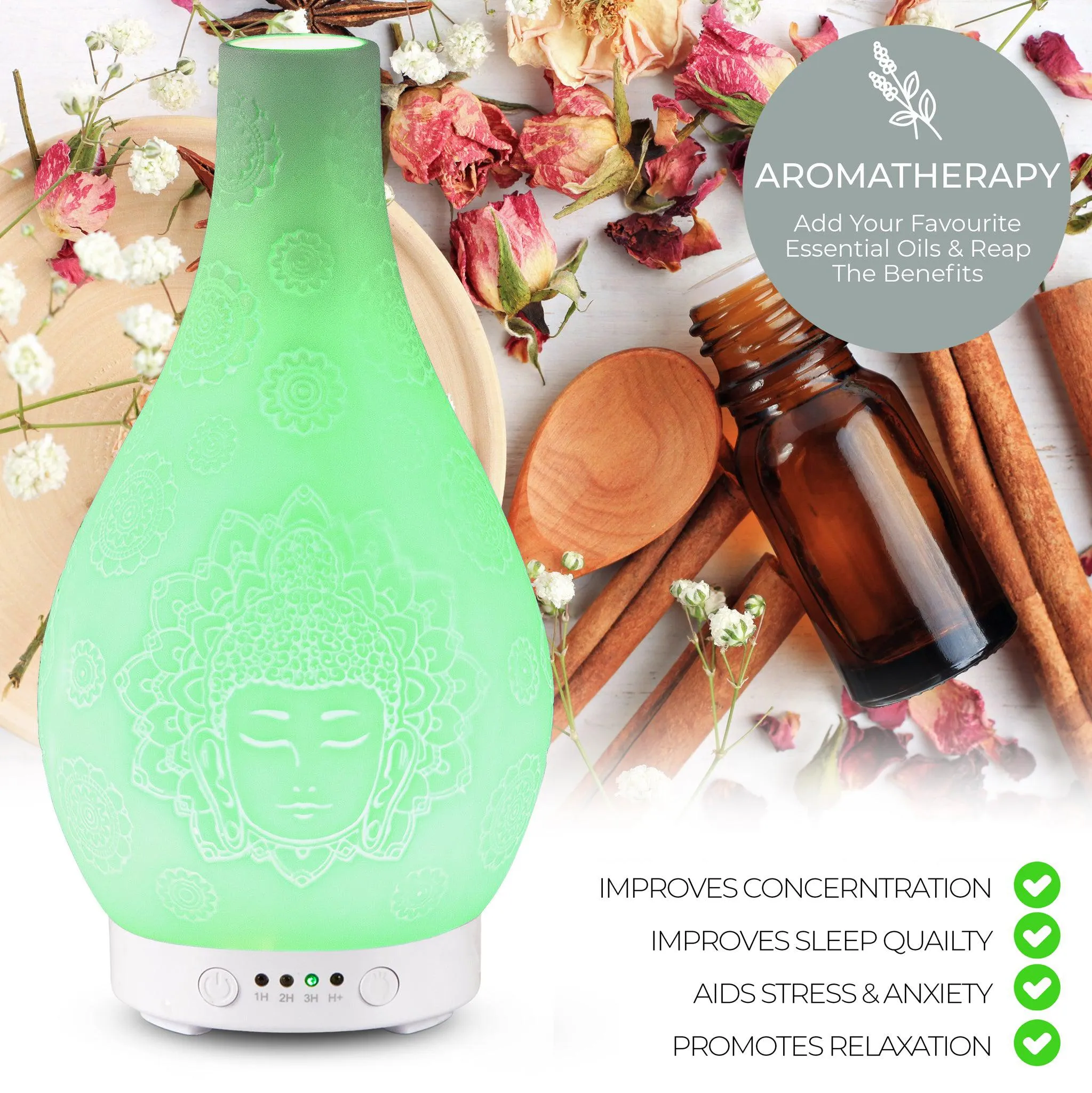 Desire White Buddha Colour Changing Oil Diffuser Aroma Humidifier Lamp