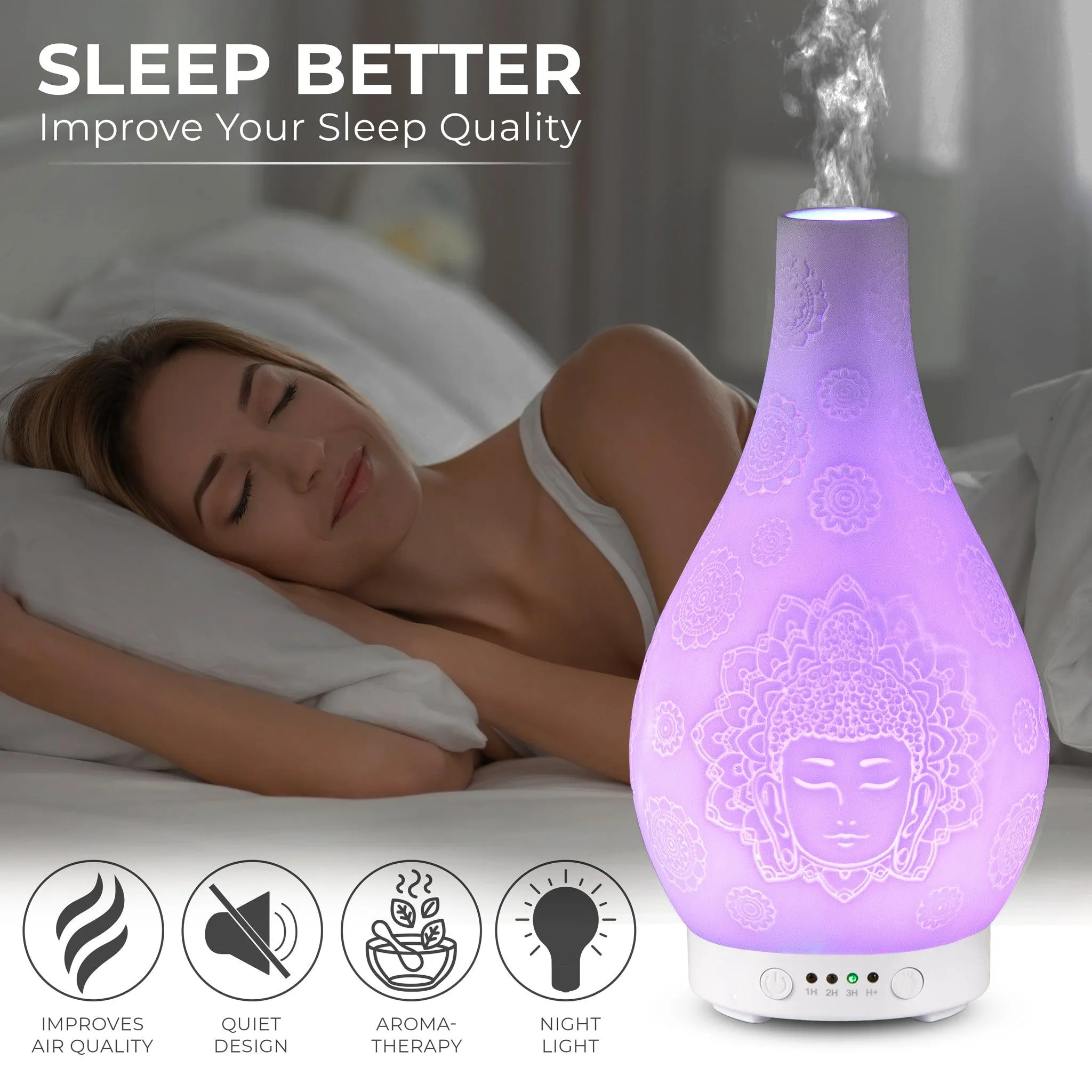 Desire White Buddha Colour Changing Oil Diffuser Aroma Humidifier Lamp