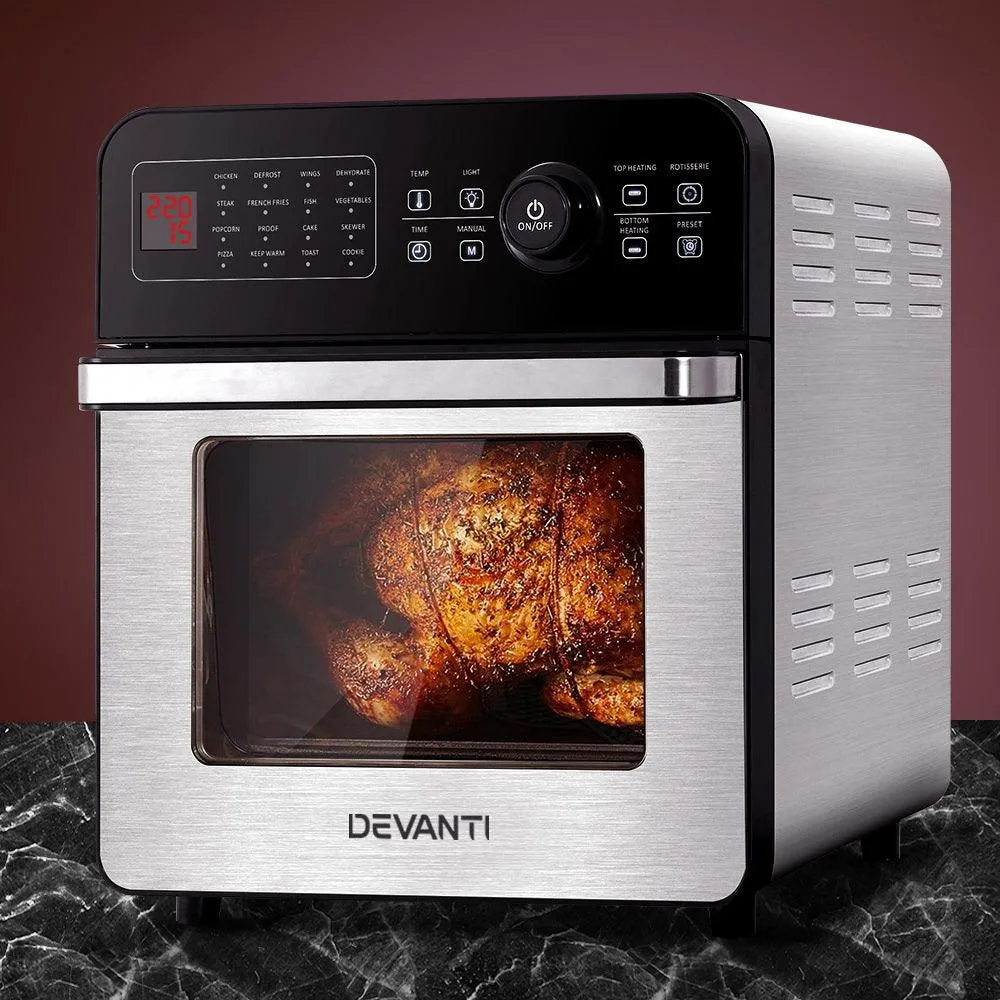 Devanti 18L Air Fryer 1700W Stainless Steel