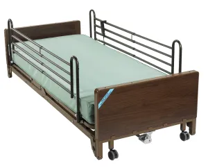 Drive Medical 15235bv-pkg Delta Ultra Light Full Electric Low Hospital Bed with Full Rails and Innerspring Mattress