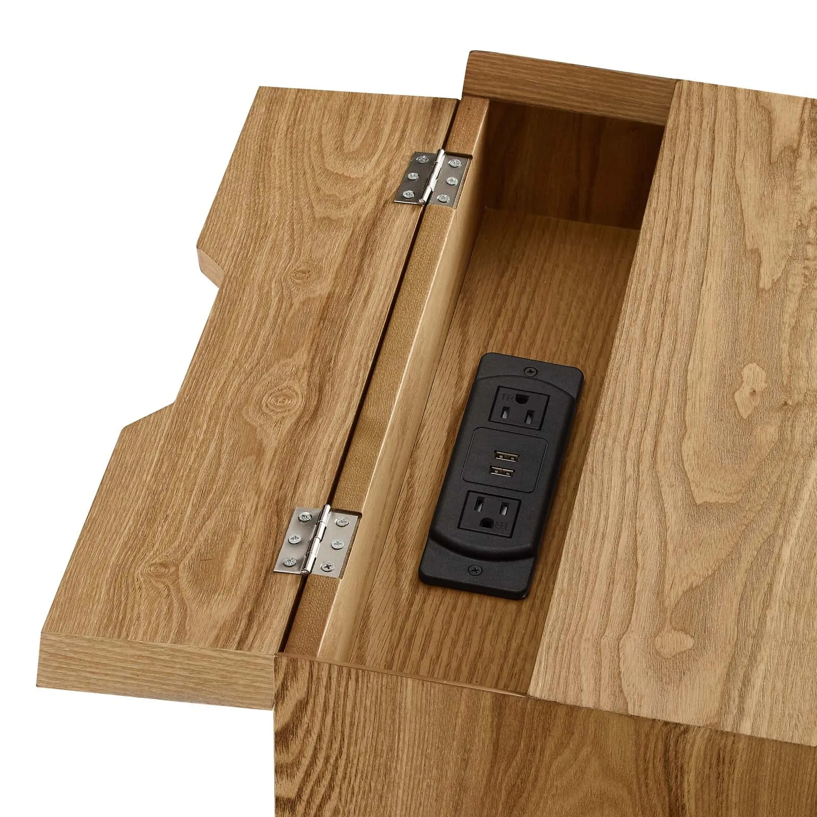 Ember Wood Nightstand With USB Ports