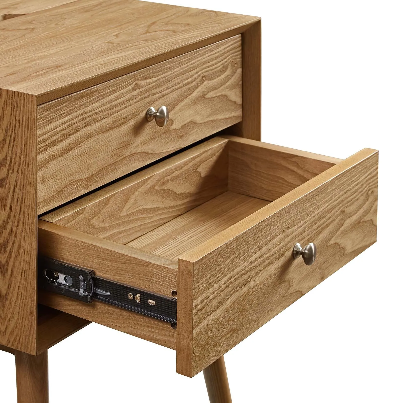 Ember Wood Nightstand With USB Ports