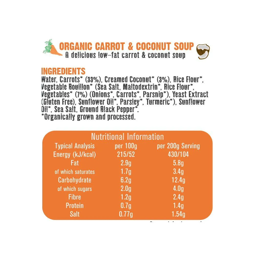 Free & Easy 400g Organic Carrot & Coconut Soup