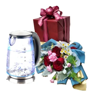 Fresh Cut Rose Bouquet with Kettle | GT270