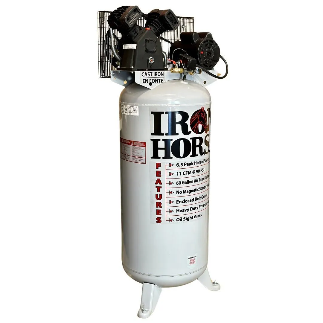 Iron Horse | 3.2-HP 60-Gallon Single-Stage Air Compressor (208/230V 1-Phase)