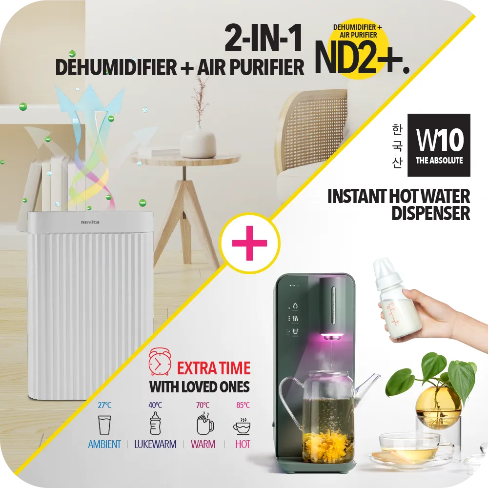 New Homeowners - Bundle Set: Dehumidifier   Air Purifier The 2-In-1 ND2  & Instant Hot Water Dispenser W10