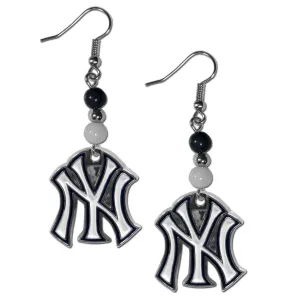 New York Yankees Fan Bead Dangle Earrings