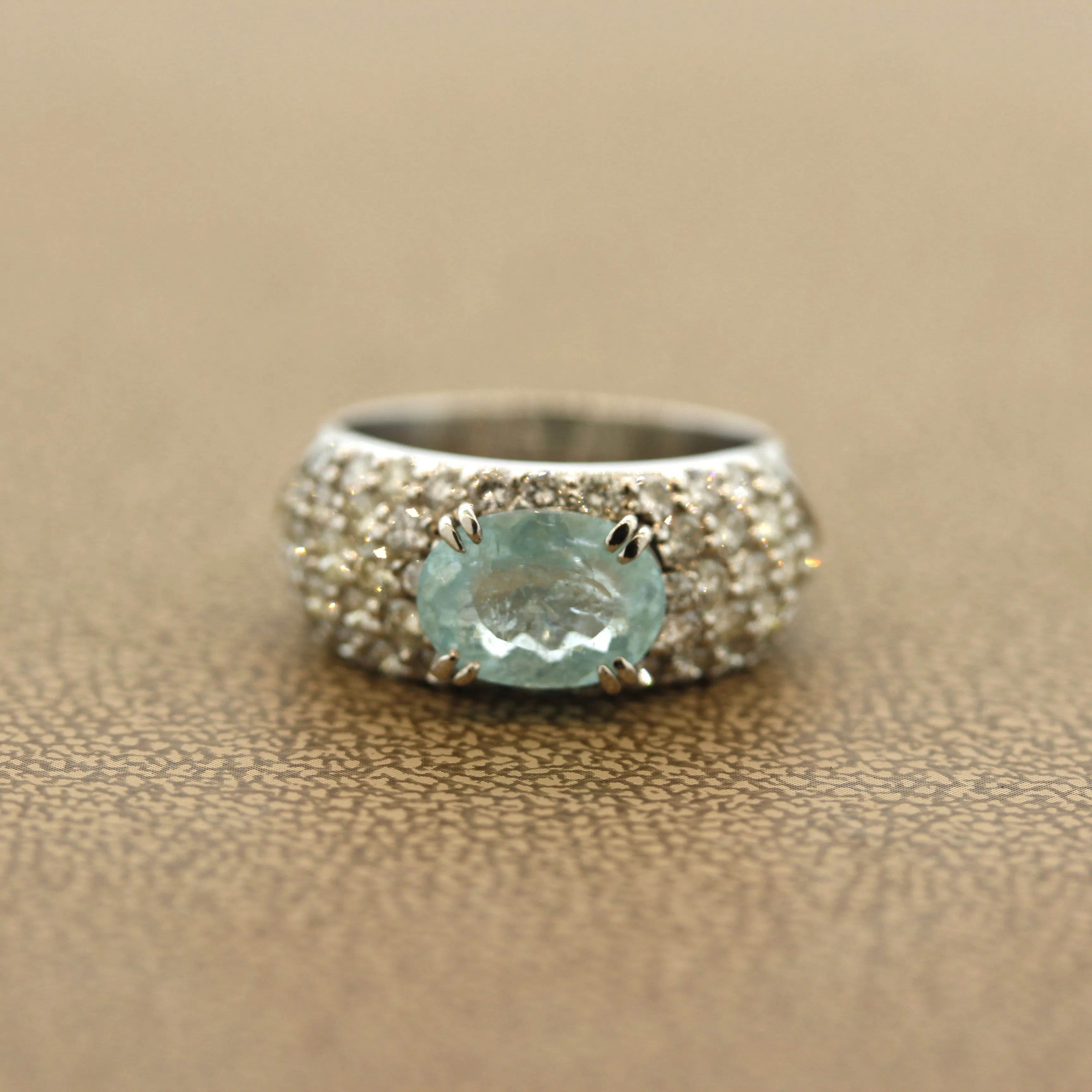 Paraiba Tourmaline Diamond Platinum Band Ring