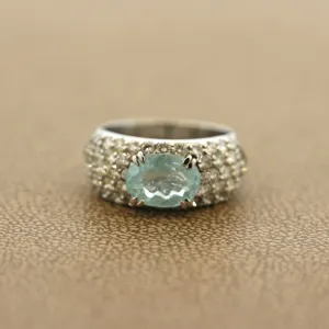 Paraiba Tourmaline Diamond Platinum Band Ring