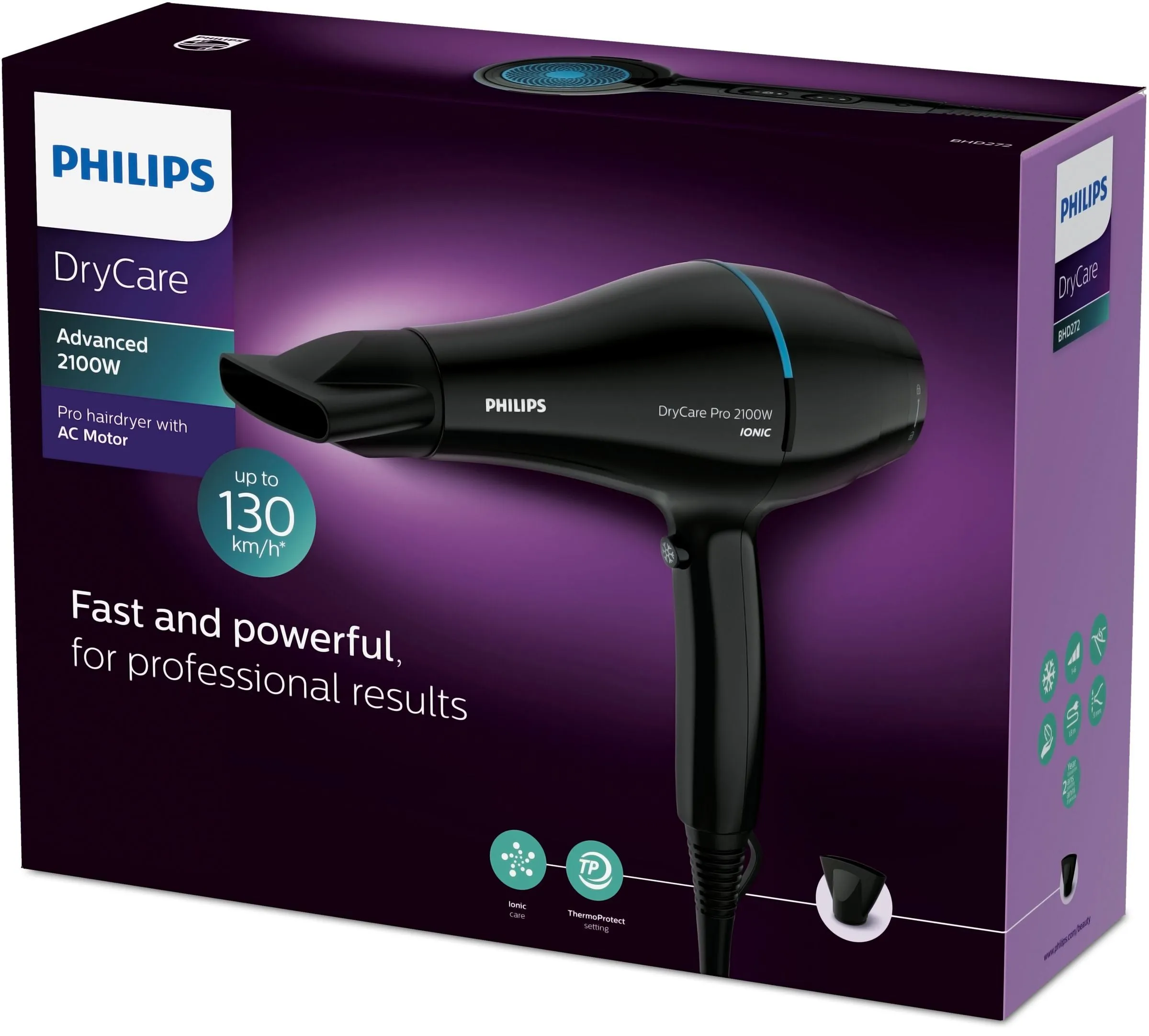 Philips Drycare Bhd272/00 Hair Dryer 2100 W Black