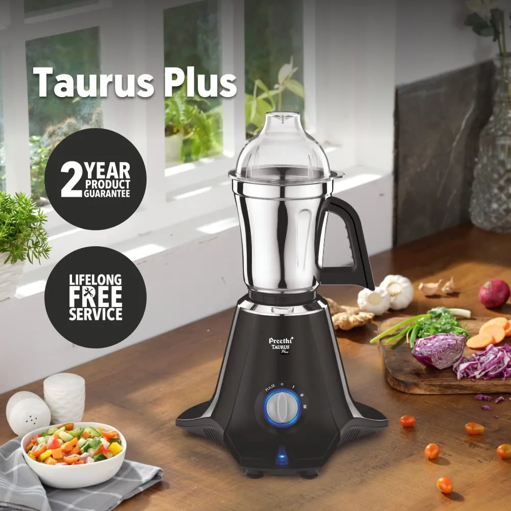 Preethi Taurus Plus MG-257 Mixer Grinder, 1000 Watt, Blue/Black 4 Jars - Super Extractor Juicer Jar