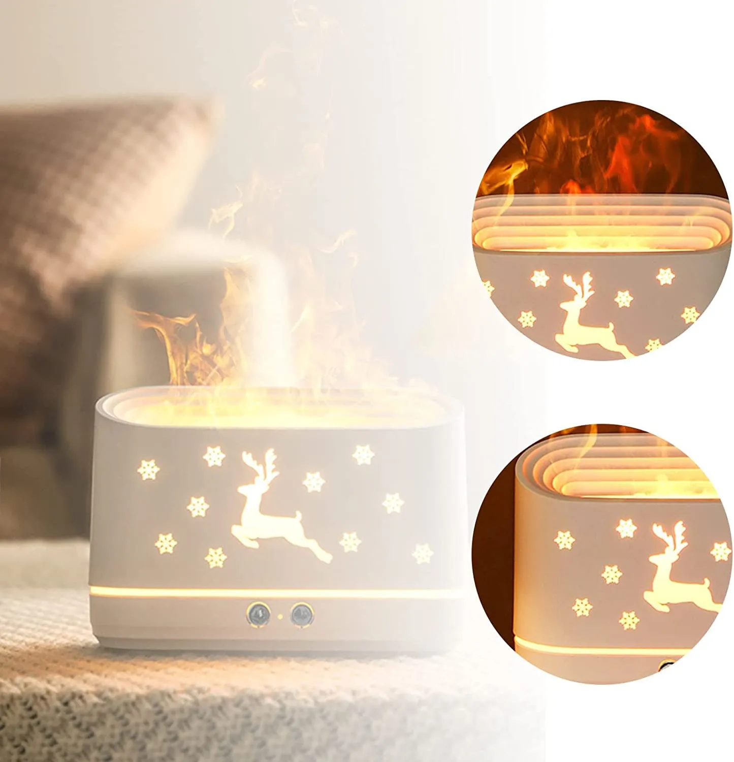 Premium Flame Diffuser Humidifier - Realistic Flame, Quiet Operation, Auto Shut-Off | Aromatherapy for Home & Yoga.