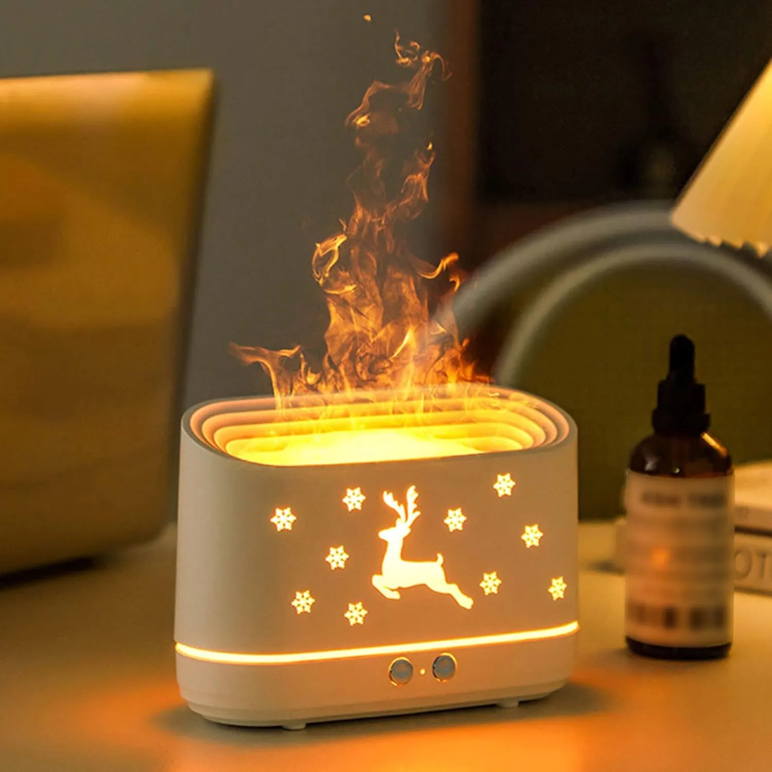 Premium Flame Diffuser Humidifier - Realistic Flame, Quiet Operation, Auto Shut-Off | Aromatherapy for Home & Yoga.