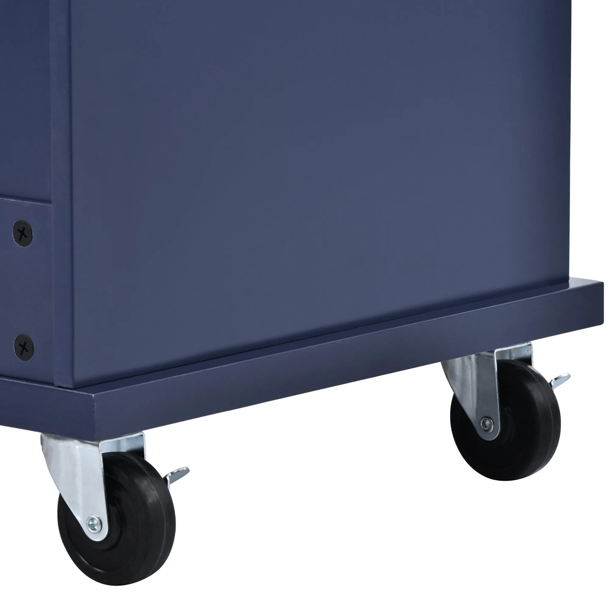 Retro Kitchen Island Cart with Storage Cabinet -Dark blue