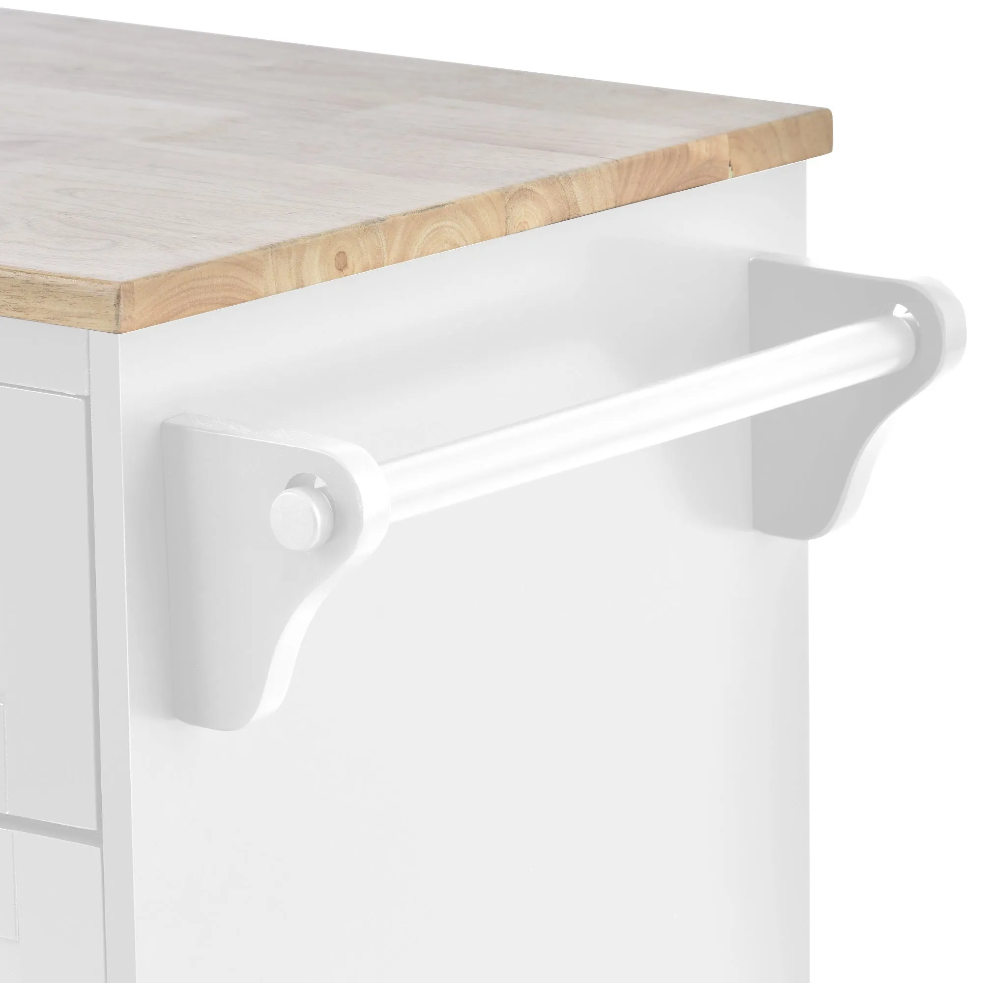 Retro Kitchen Island Cart with Storage Cabinet - White