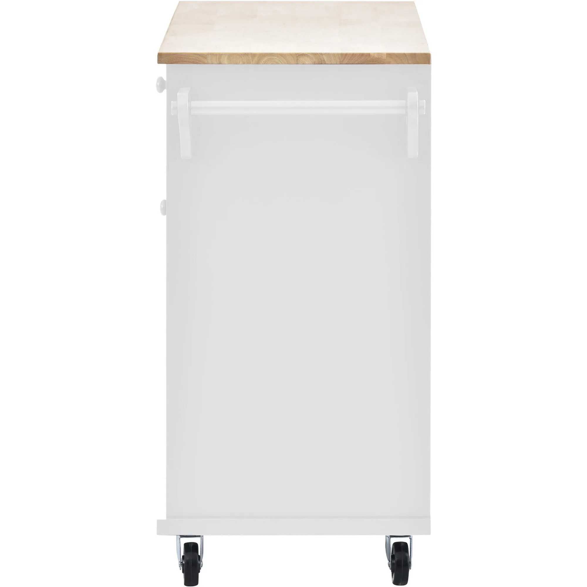 Retro Kitchen Island Cart with Storage Cabinet - White