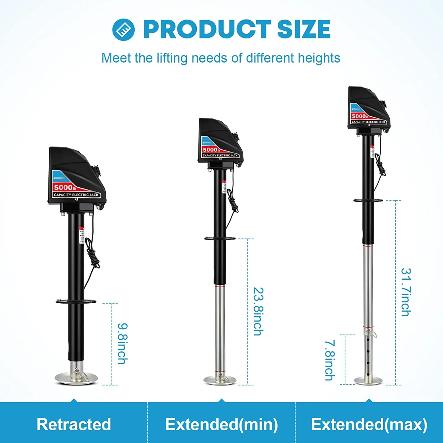 RV Electric Tongue Jack 5000lbs