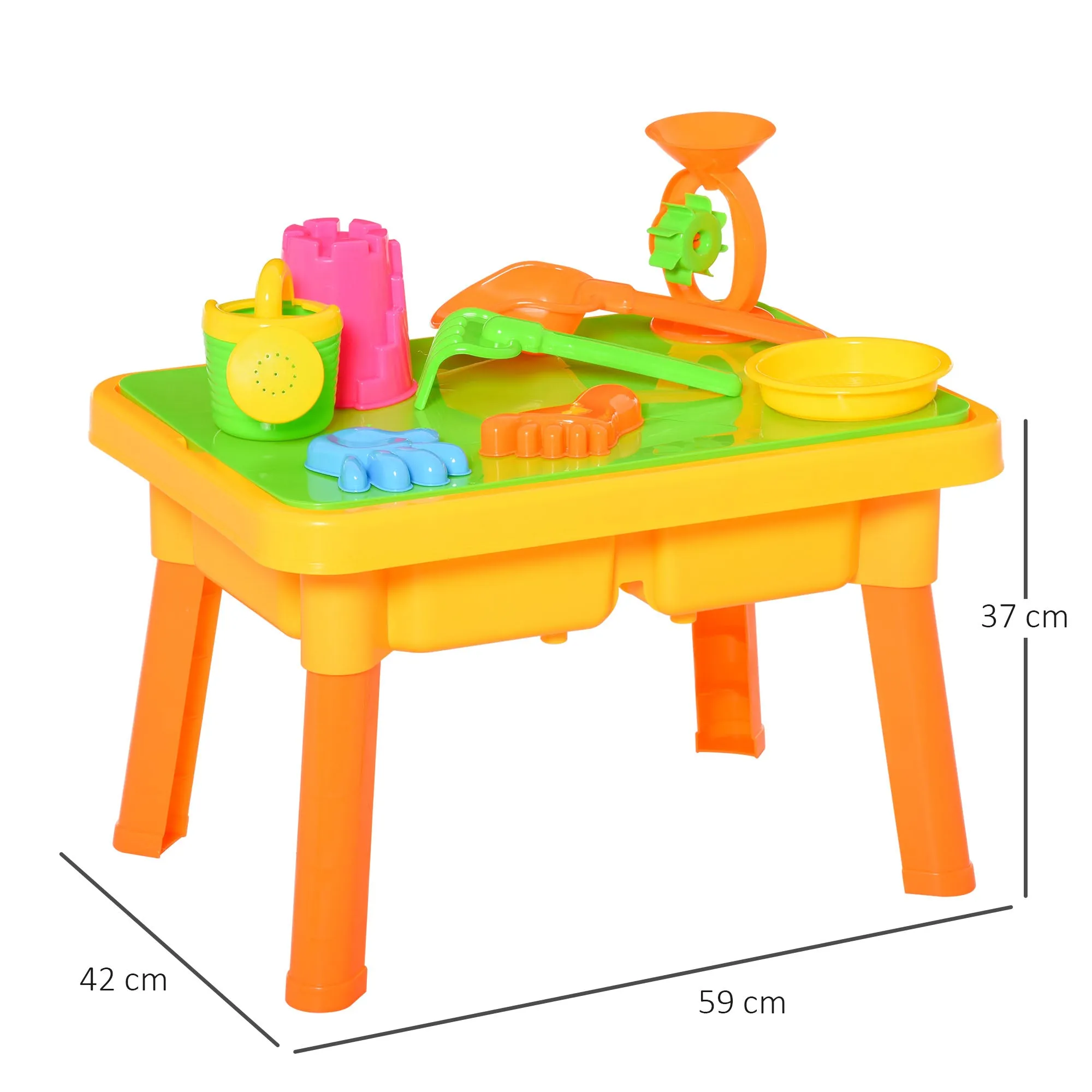 Sand and Water Table Beach Toy Set 2 in 1 Outdoor Activities Playset for Kids with Lid and Accessories Double Compartment Sandpit Sandbox