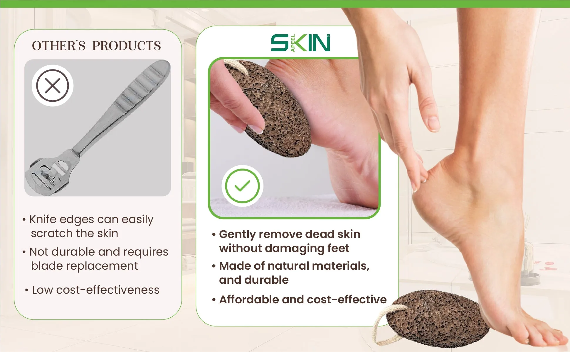 Skinapeel Large Dead Skin Exfoliating Pumice Stone