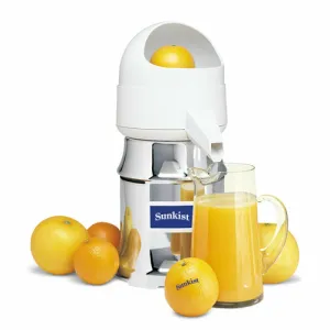 SUNKIST J-1 electric juicer with oscillating strainer and chrome plated steel housing