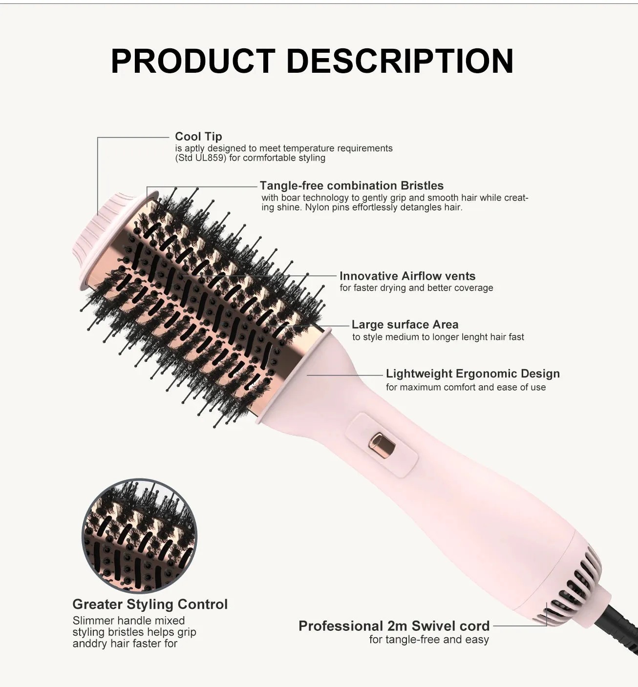 TEEK - Pink Blowout Hair Dryer Brush