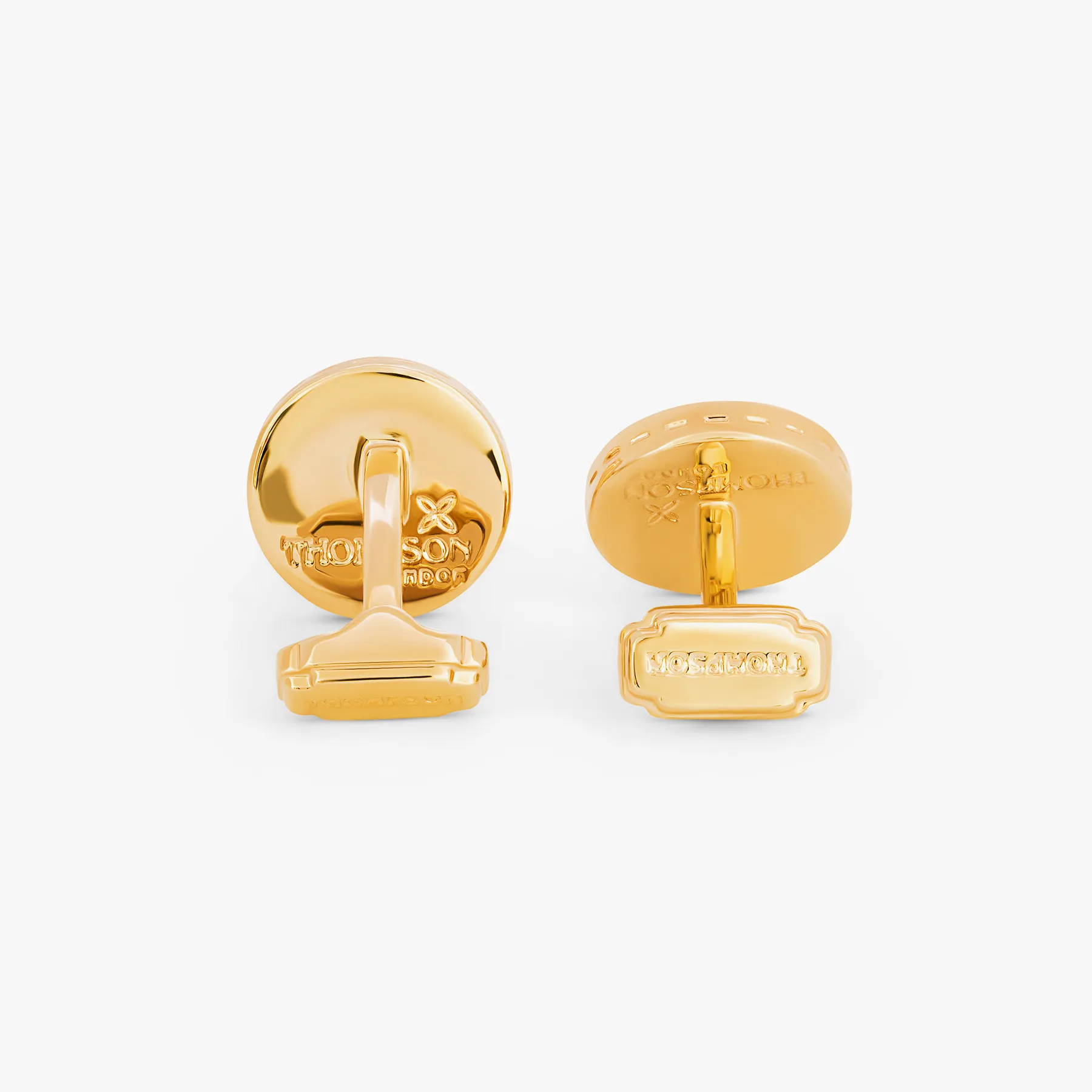 Thompson Yellow Gold Plated & White Tambor MOP Cufflinks