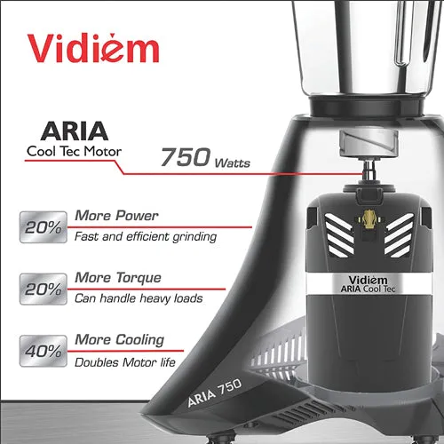 Vidiem Vector 750 Mixer Grinder (3 Jars, Black)