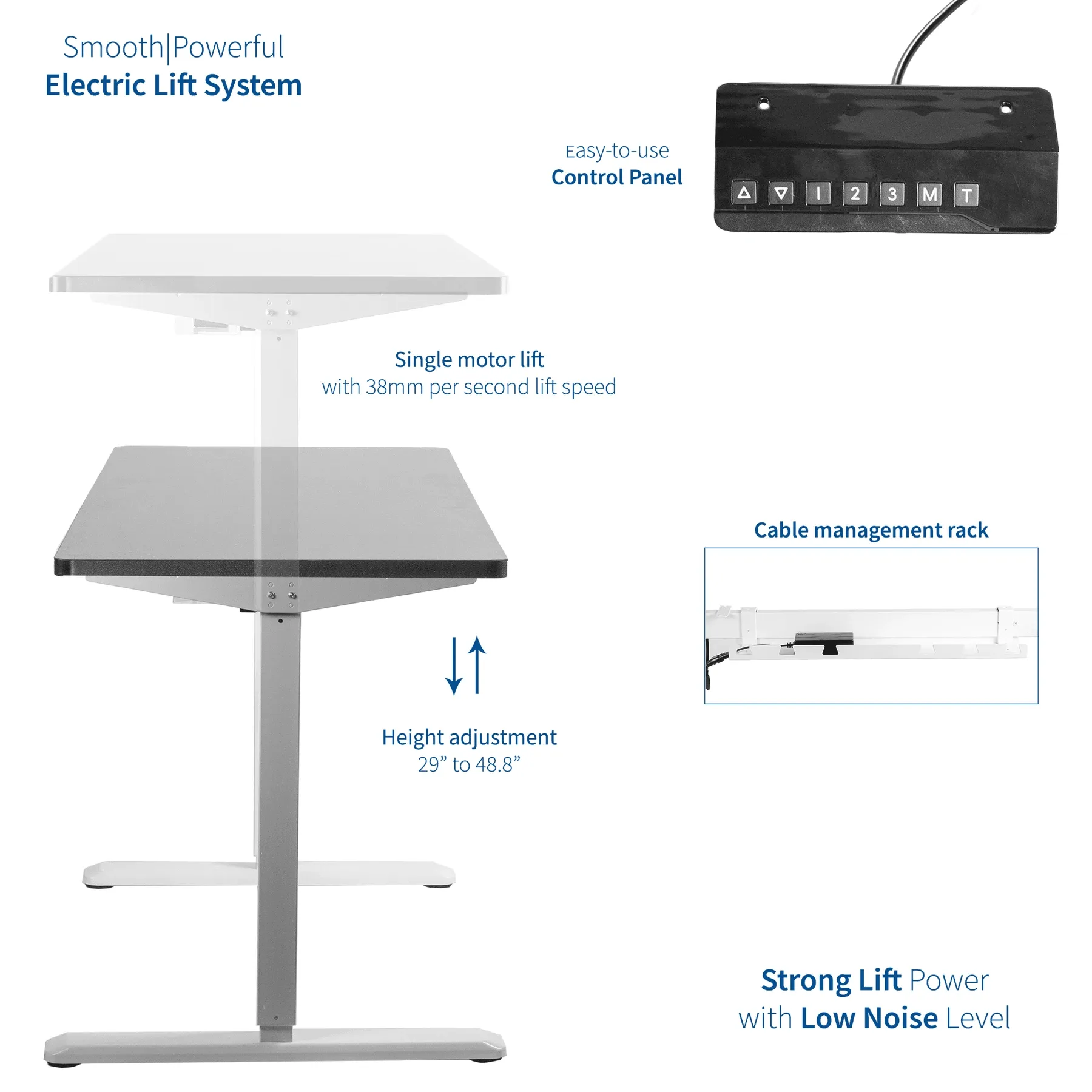 VIVO Electric 60” x 24”  Black Tabletop White Frame Standing Desk w/ Memory Pad, DESK-KIT-1W6B