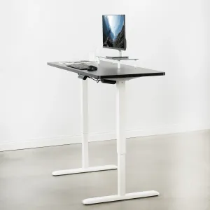 VIVO Electric 60” x 24”  Black Tabletop White Frame Standing Desk w/ Memory Pad, DESK-KIT-1W6B