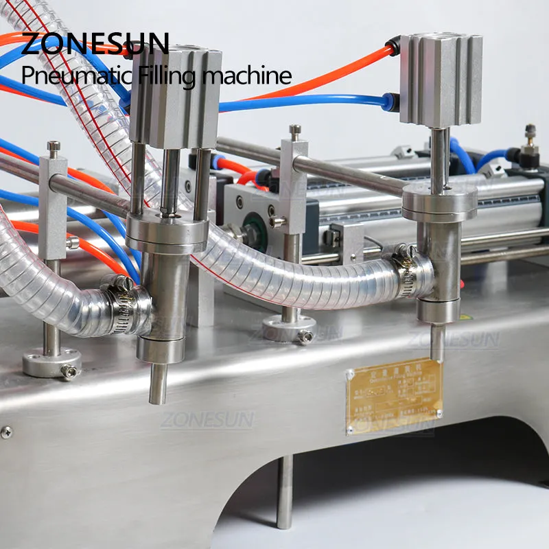 ZONESUN Double Head Milk Juice Liquid or Softdrink Pneumatic Filling Machine