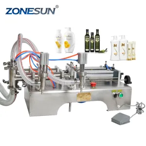 ZONESUN Double Head Milk Juice Liquid or Softdrink Pneumatic Filling Machine