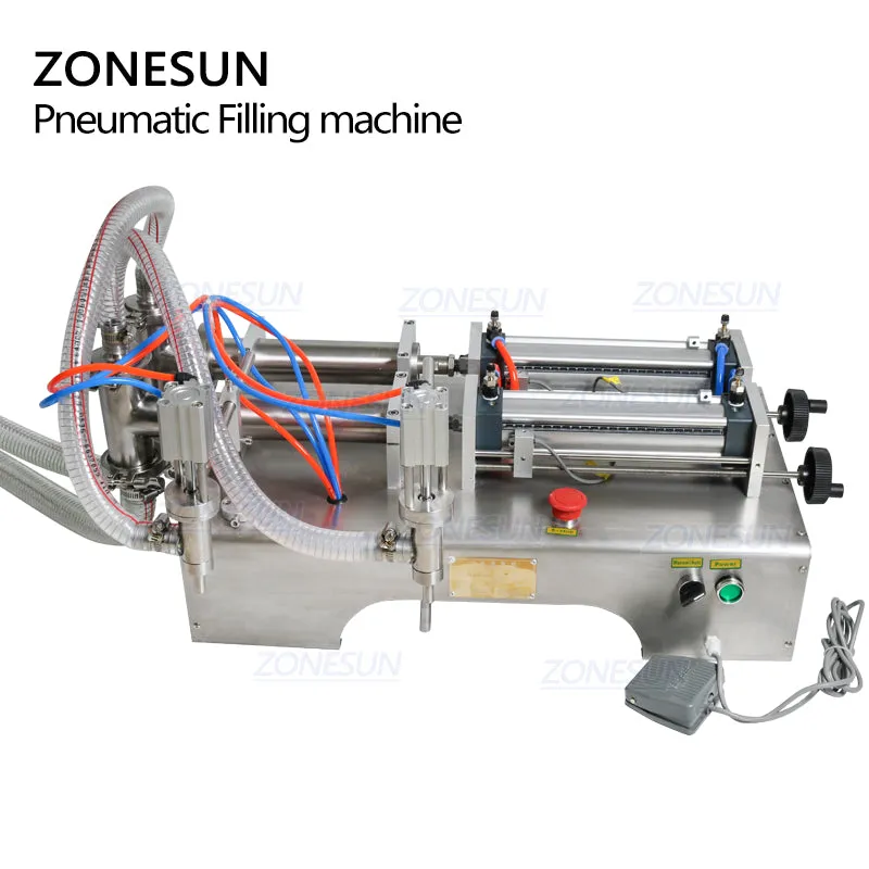 ZONESUN Double Head Milk Juice Liquid or Softdrink Pneumatic Filling Machine